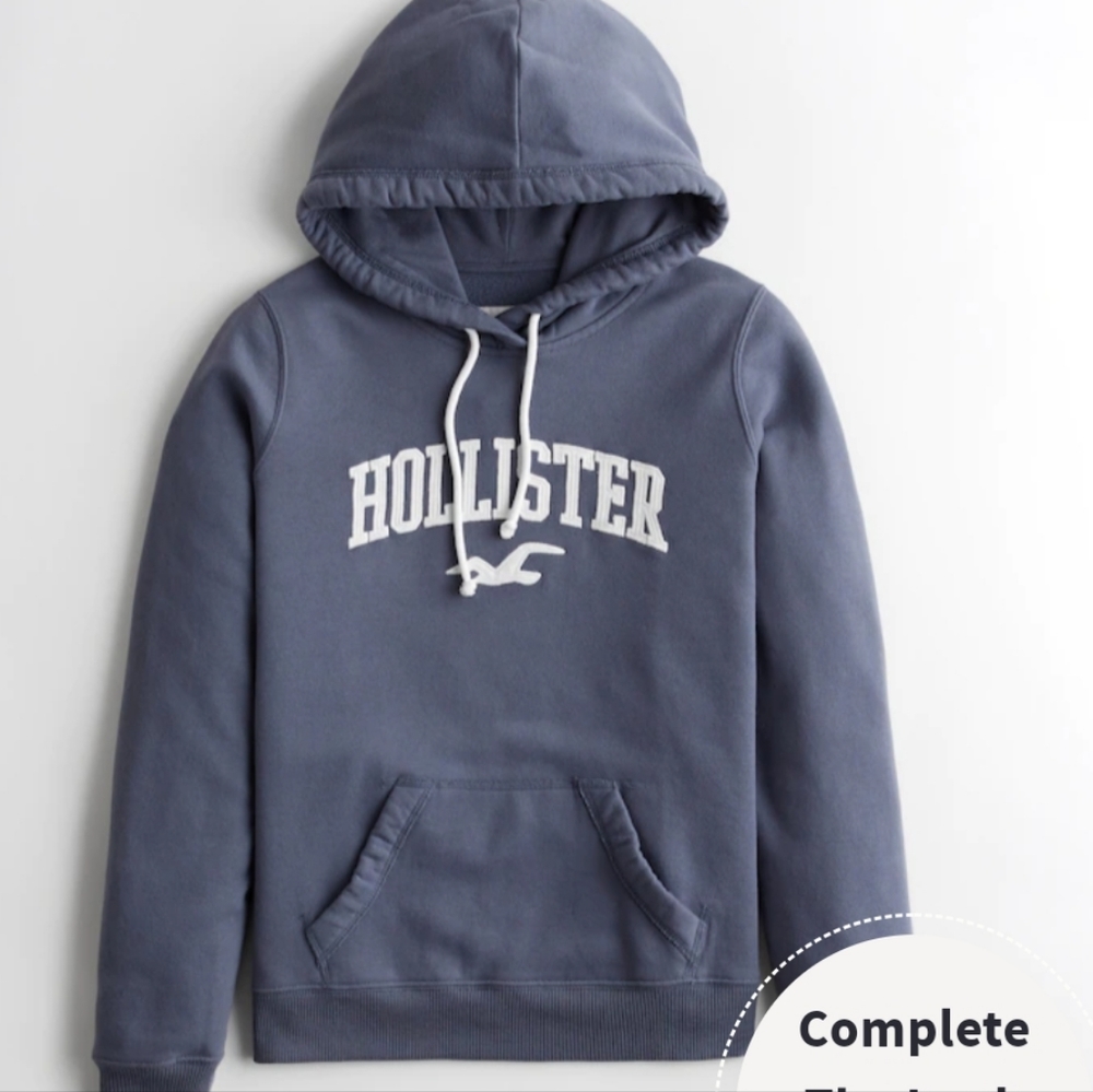 HOLLISTER Easy Logo Applique Hoodie Navy  Blue M